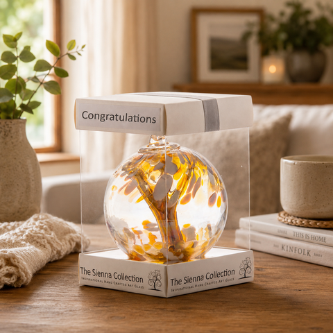 Spirit Ball van 10 cm - Gefeliciteerd - Pastelgoud