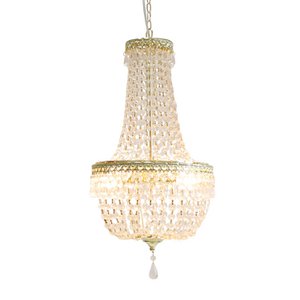 Crystal ceiling light, clear/gold, plastic/metal, 35x65 cm