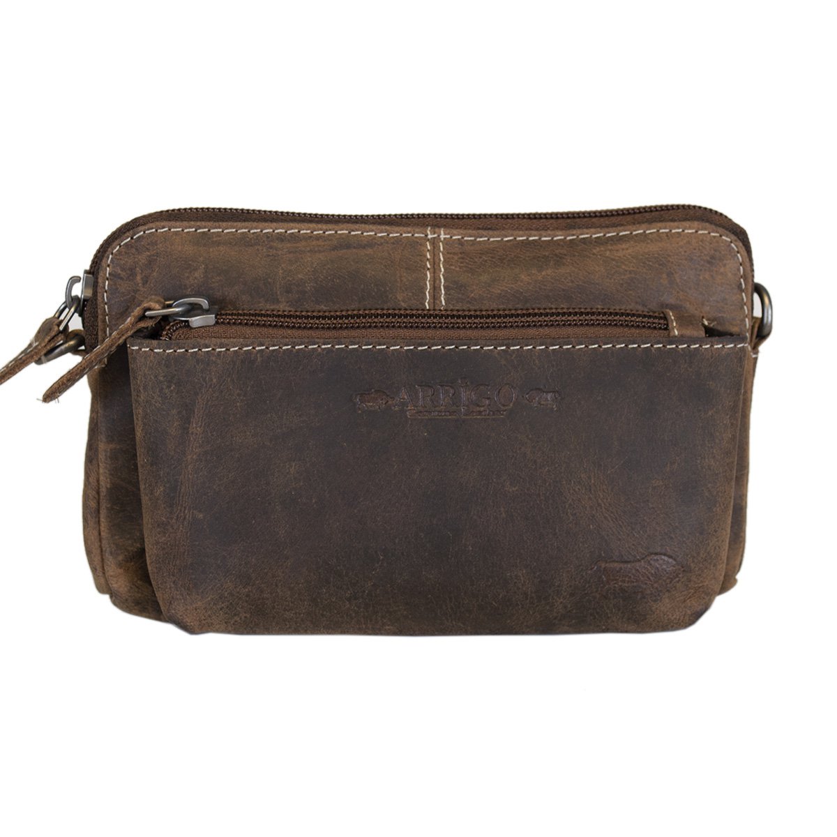 Schultertasche - Gürteltasche - Clutch aus schwarzem Büffelleder - 3 Farben Leder