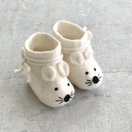 Zapatilla bebe ratón blanca