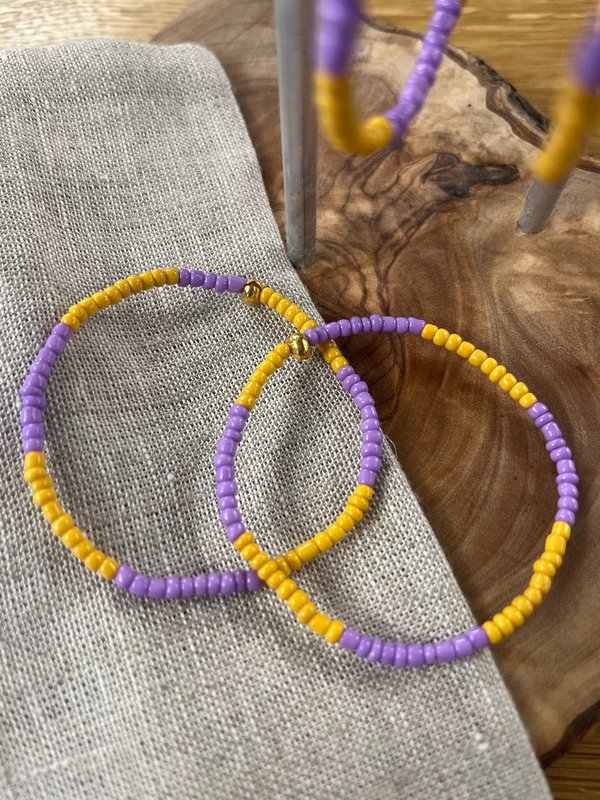 Glass bead bracelet - purple/orange