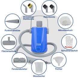 Elektryczny odkurzacz parowy LIFETIME Ręczny odkurzacz parowy - 1000 W i 300 ml + 10 szt. akcesoriów | Ręczny odkurzacz parowy Środek parowy do czyszczenia fug samochodowych na gorące powietrze do płytek łazienkowych i fug mebli tapicerowanych