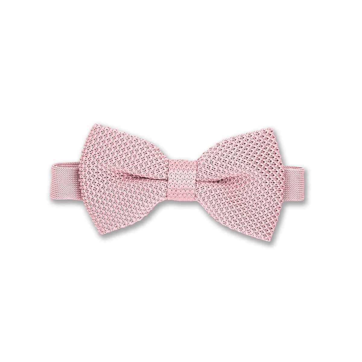 Dusty pink knitted bow tie and pocket square set