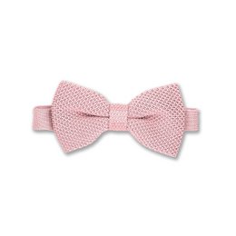 Dusty pink knitted bow tie and pocket square set