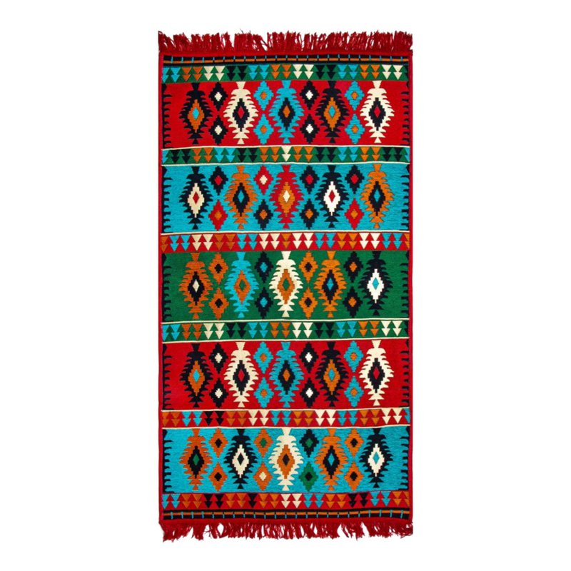 Teppich mit Kilim Motiven - Bunt - 150x80x1cm