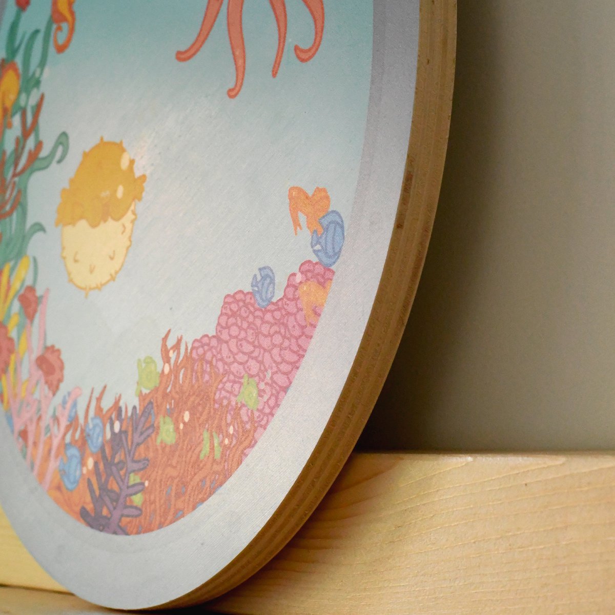 Wall circle wood Ocean III