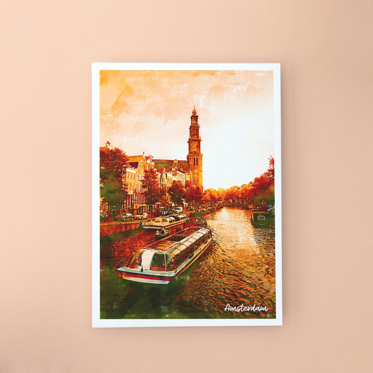 Golden Hour Amsterdam, Nederland - A6 ansichtkaart met envelop