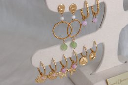 Statement Earrings Peridot & Moonstone - Gold