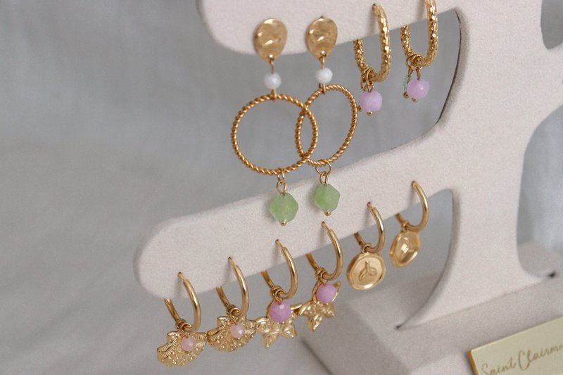 Statement Earrings Peridot & Moonstone - Gold