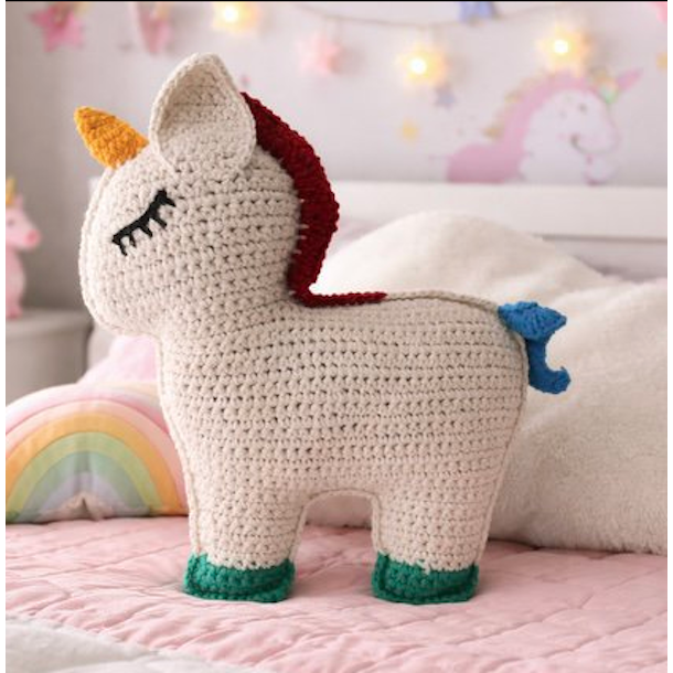 Luna-Leena licorne câlin arc-en-ciel - coton biologique - 0+ - crocheté à la main au Népal
