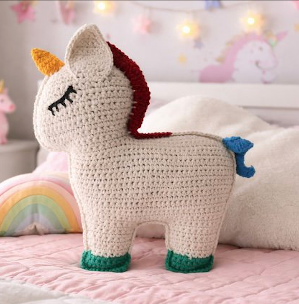 Luna-Leena licorne câlin arc-en-ciel - coton biologique - 0+ - crocheté à la main au Népal