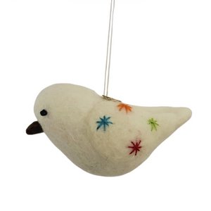 Luna-Leena bird hanging ornament - multicolored - wool felt - handmade in Nepal