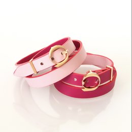 DUO TWIST leather bracelet Pink - Fuchsia