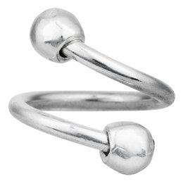 Bague double boule en laiton plaqué argent 925