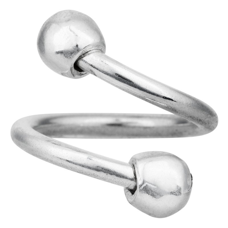 Bague double boule en laiton plaqué argent 925