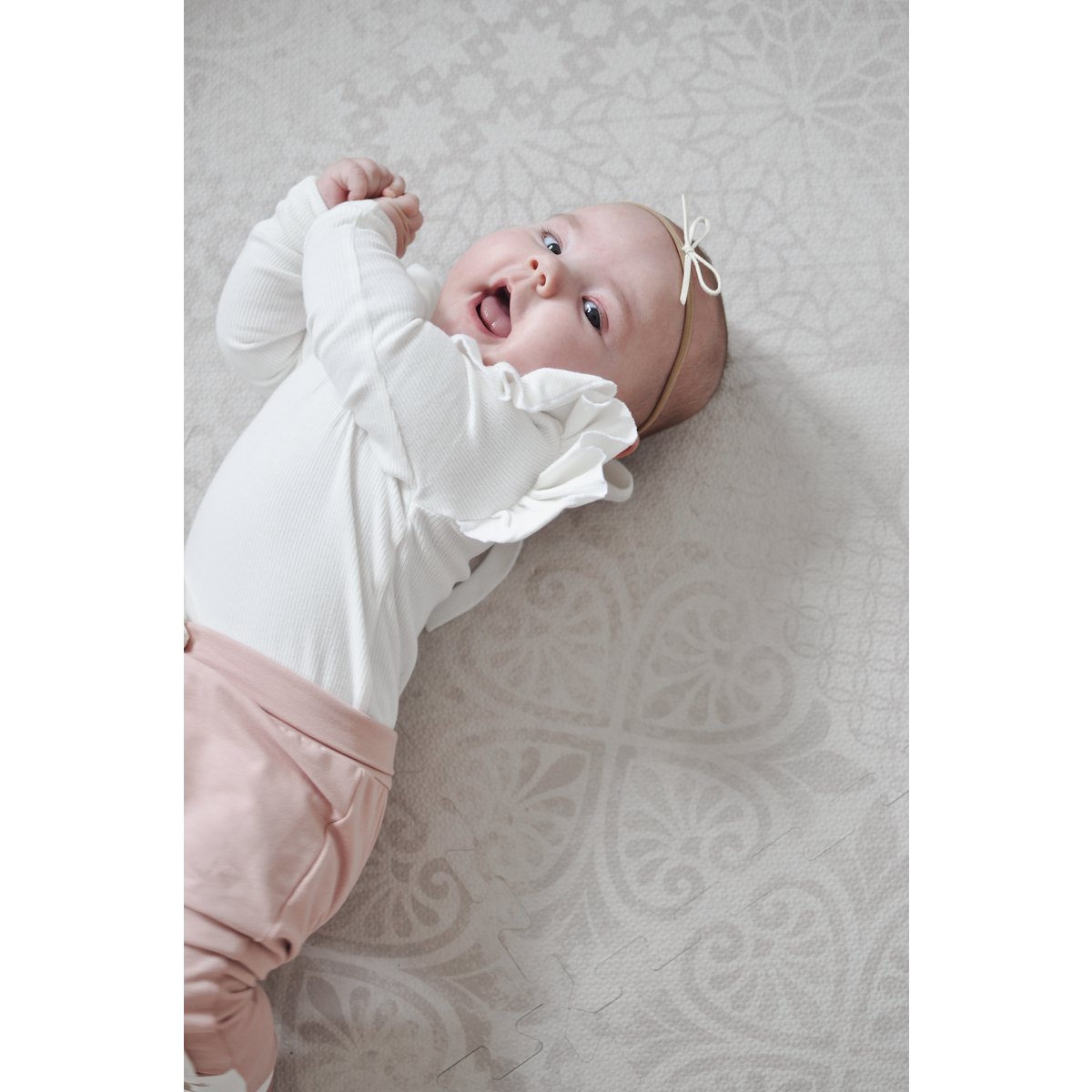 Creamy White Ribbed Bodysuit With Ruffles