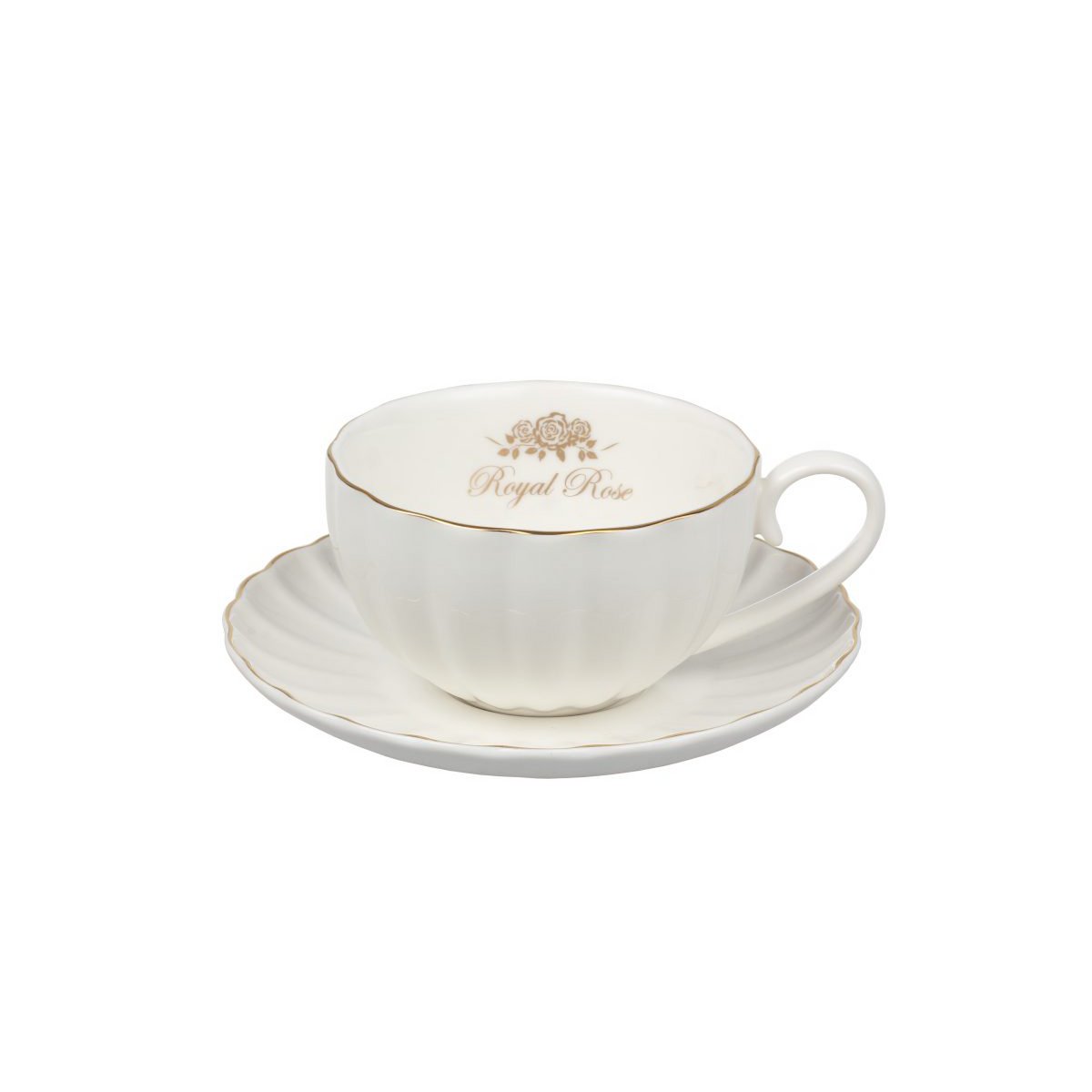 Royal Rose tazza con piattino bianco con bordo dorato 200 ml Isabelle Rose