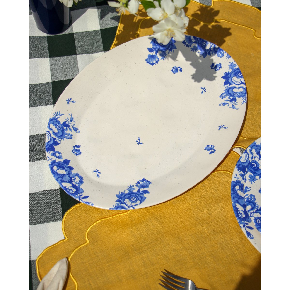 Server fad vintage blomster blå