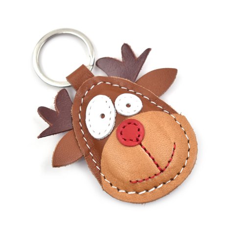 Reindeer handmade leather keychain