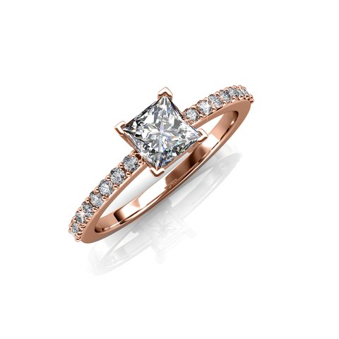 Simple Square Ring - Rose Gold and Crystal