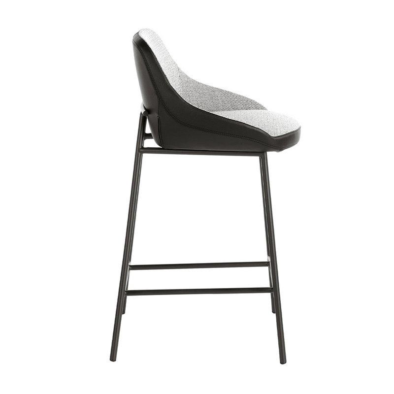 Hocker mit Stoff- und Kunstlederbezug