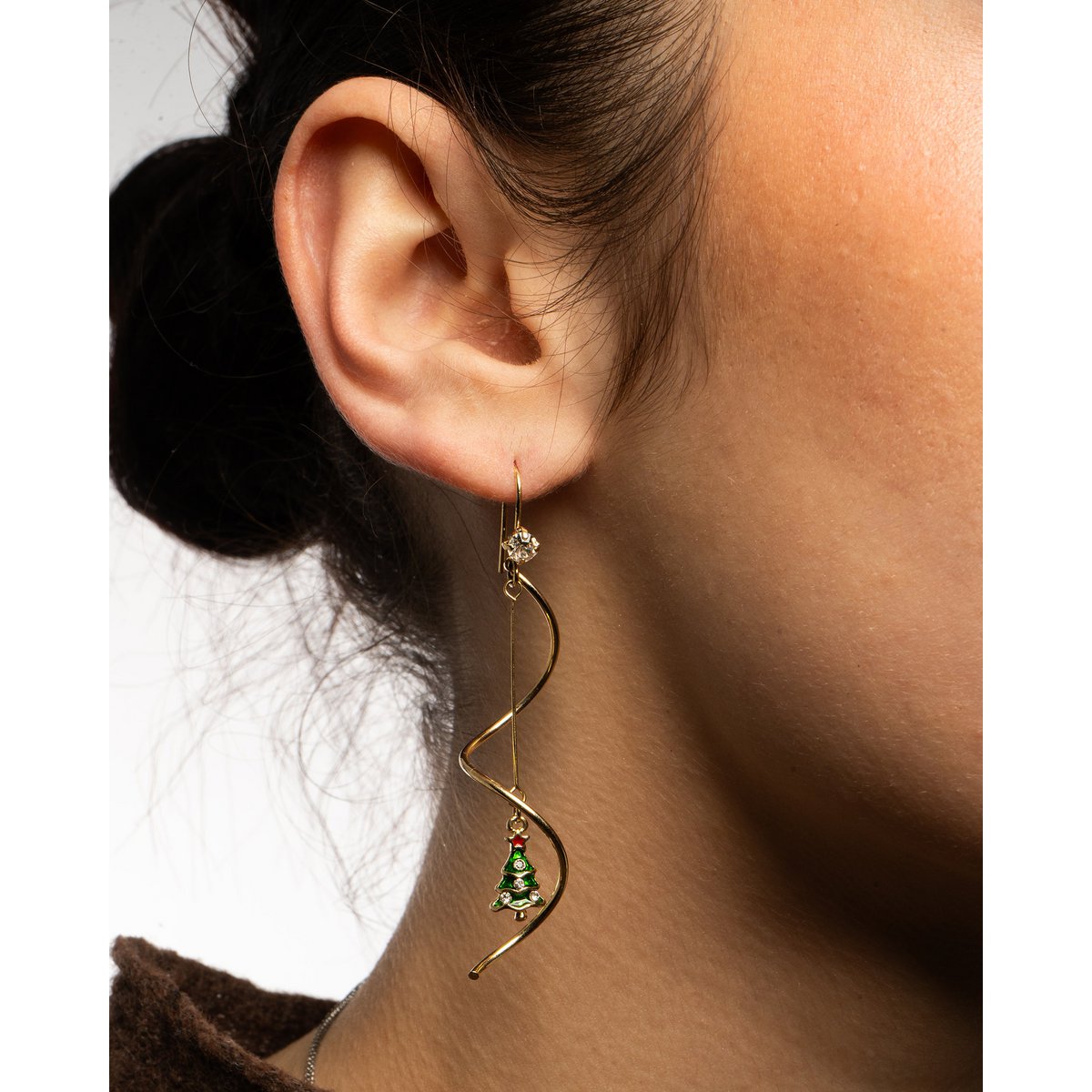 Earrings - Swirl with xmas tree