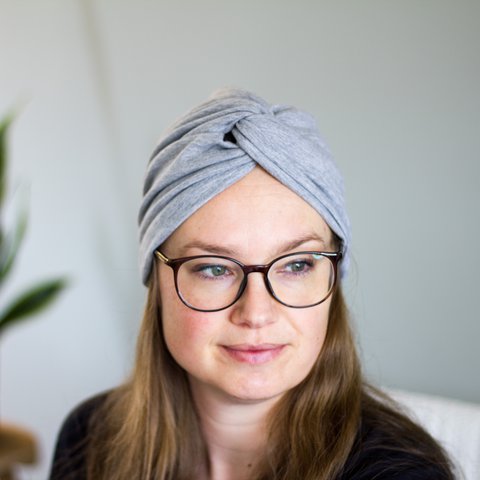 Handmade Light Grey Turban Hats for Women