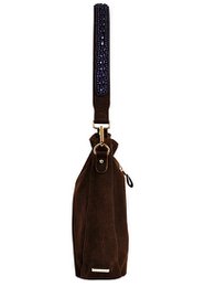 BOHO IBIZA BAG - Tracolla blu zaffiro (70cm) + Borsa in pelle scamosciata (Cacao)