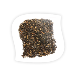 Assam Bukhial tea, a premium black tea from the Assam region of India, featuring a rich, full-bodied flavor with notes of malt and spice.