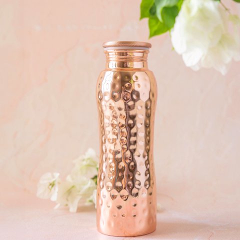 HAMMERED CURVE COPPER BOTTLE 600 ML