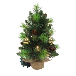Tree abete a lim "Noel" decorazione esterna fatta di metallo e plastica in verde e oro, con LED saldamente installati