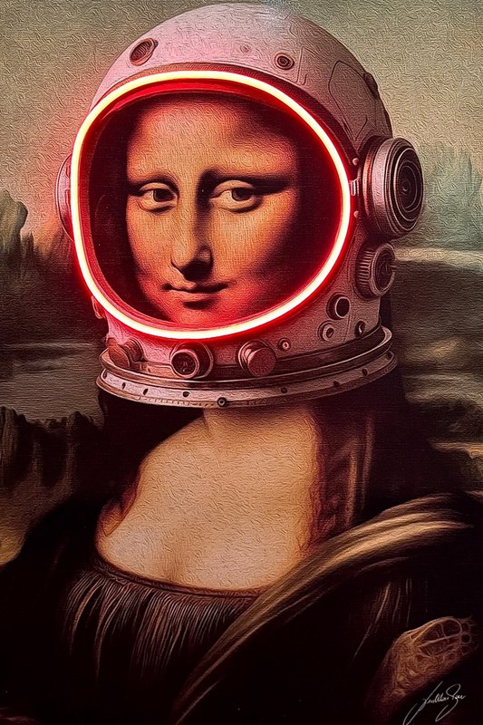 Gioconda astronaut | LED vægkunst