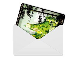 Rejseblik postkort 10x14 cm Schweiz og Italien Lötschberg dekorativt skjold