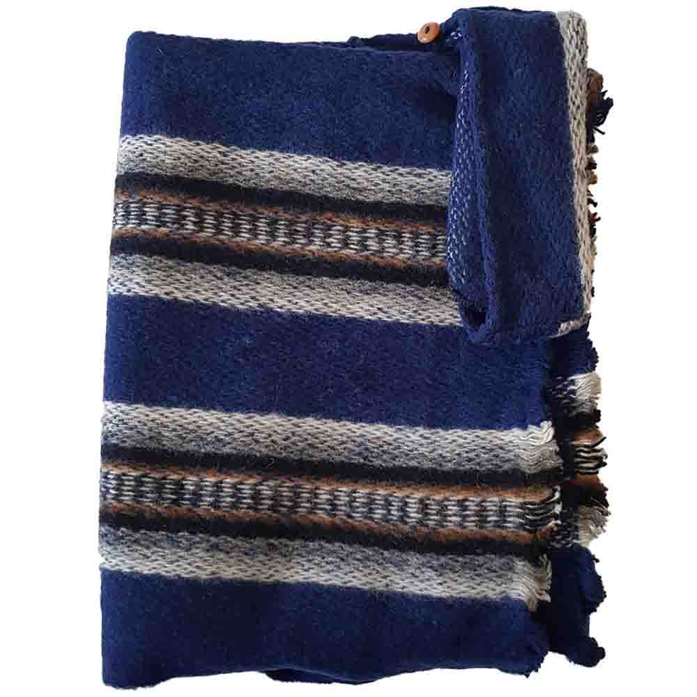 Alpaca Poncho Blue - Made in Ecuador