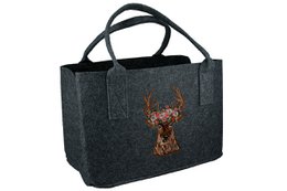 Filz Tasche"Hirschkopf m.Blum." VE 2 so