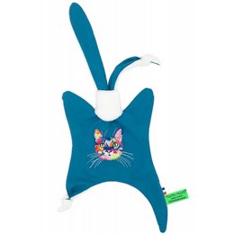 Soft, plush baby blanket in a playful bunny shape with colorful embroidered details. Made of high-quality materials for comfort and durability.