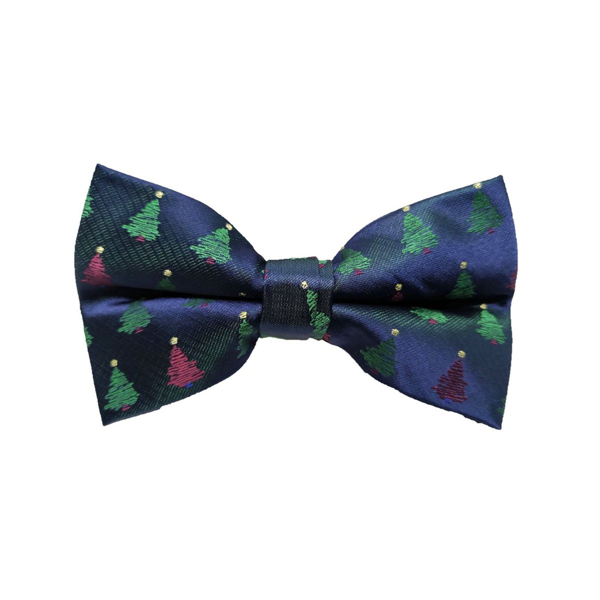Vlinderdas - Blauw met rode en groene kerstbomen