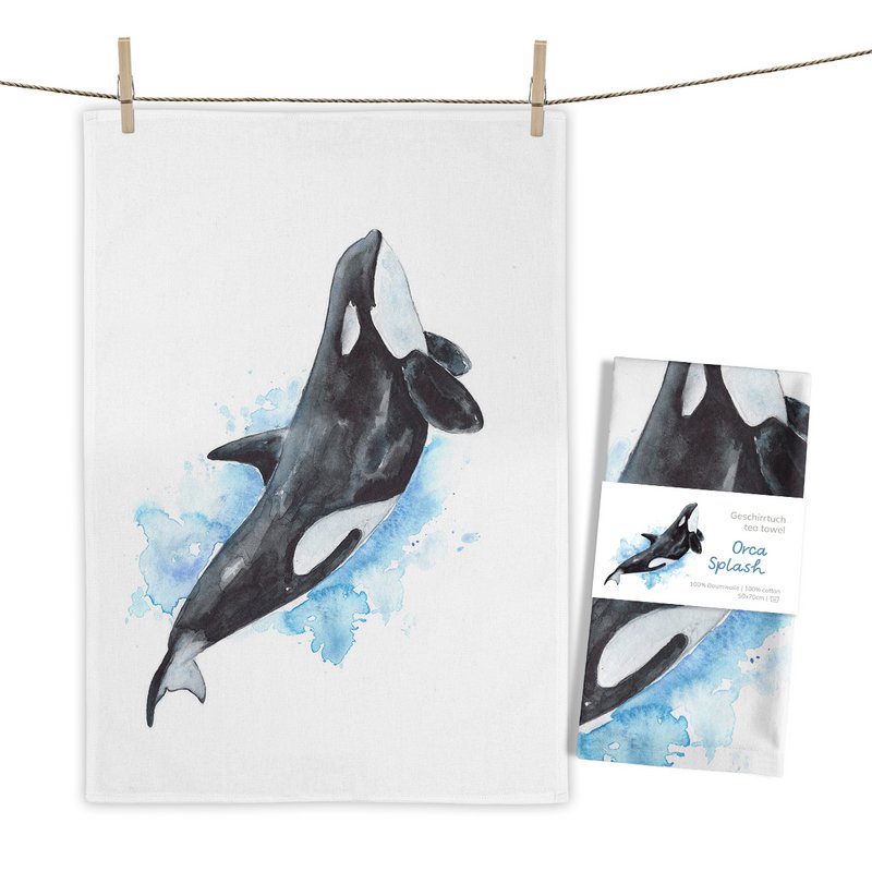 Tea Towel Orca Splash
