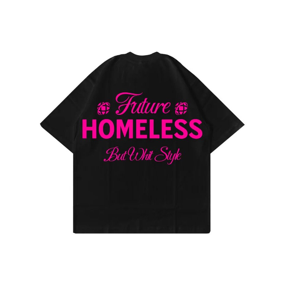 T-Shirt Nera 100% Cotone - Homeless - Made in Italy