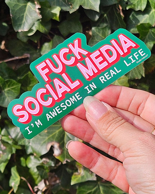 Sticker Fuck Social Media Jeg er fantastisk i det virkelige liv