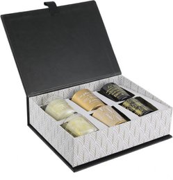 Cadeaubox met 6 Geurkaarsen - Luxe Kaarsen set voor Ontspanning en Sfeer - Luxe Zwarte Geurkaarsen Cadeauset - Zes-delige Kaarsenset - Geschenkset - Cadeau Geschenk - Cadeaupakket - Zwart