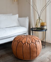 Læder Pouffe - Caramel Brown
