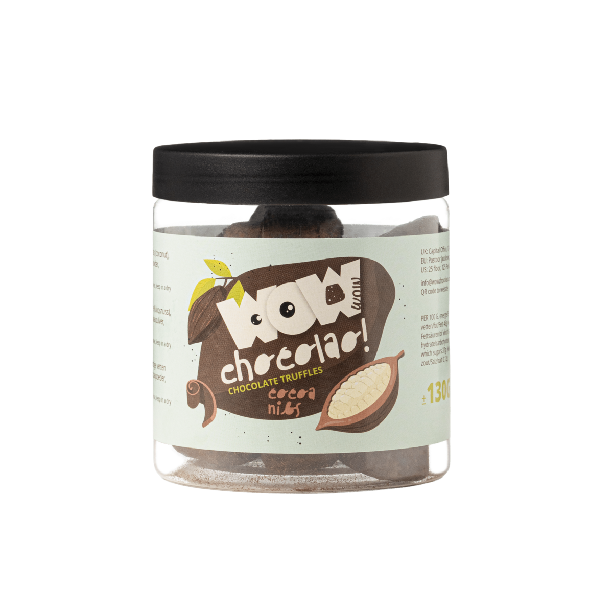 Cocoa Nibs Chocolate Truffles Gift Jar 130g | Crunchy Cocoa Chocolate