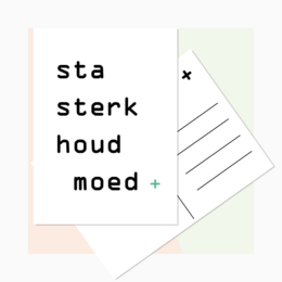 A condolence card with the text "stand strong, take heart" in a minimalist, typographic design. The card has a simple, monochrome aesthetic with a grid-like pattern in the background, conveying a sense of strength and resilience in the face of grief.