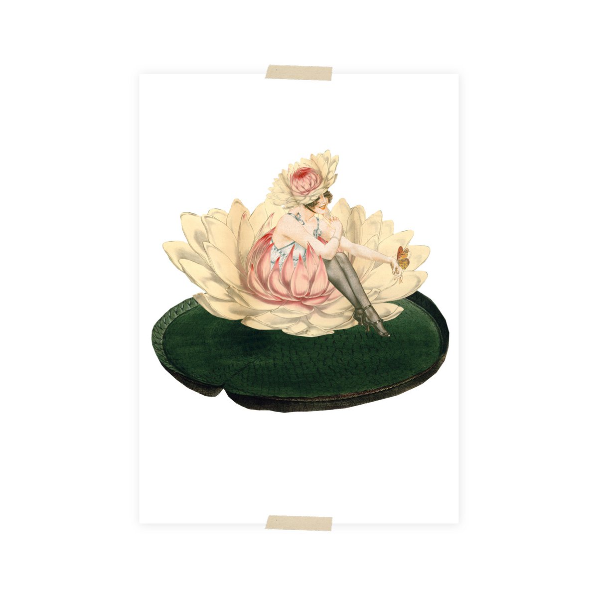 Collage de cartes postales petite dame sur victoria lily
