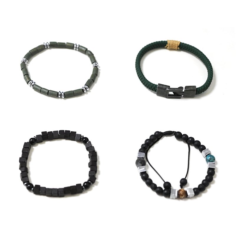 Set de 4 Pulseras de Hombre con Piedras