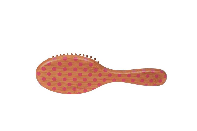Spazzola per capelli in bambù pois rosa 21 cm Isabelle Rose