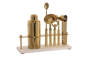 COCKTAIL SET 6 STAINLESS STEEL MARBLE 30X10X28 COPPER PC200984
