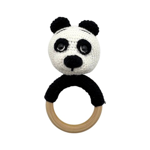 Handgemaakte babyrammelaar - Panda