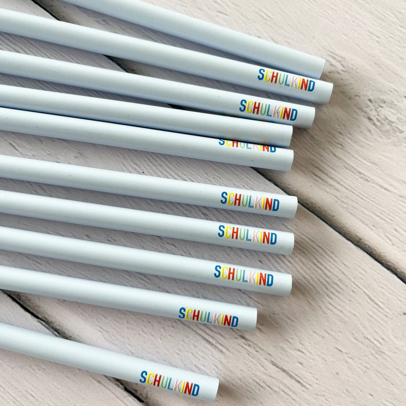 Pencil “School Child” – light blue with colorful inscription – school enrollment gift